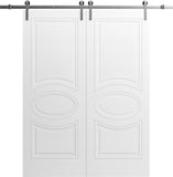 Modern Double Barn Door/Mela 7001 / 13FT Rail Track Set/Solid Panel Interior Doors-48" x 96" (2 * 24