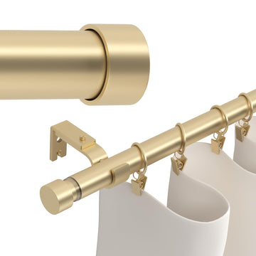 Gold Curtain Rods 160 inch, Extra Long Curtain Rod for Windows 120-160 inch, 1 inch Heavy Duty Drapery Rod for