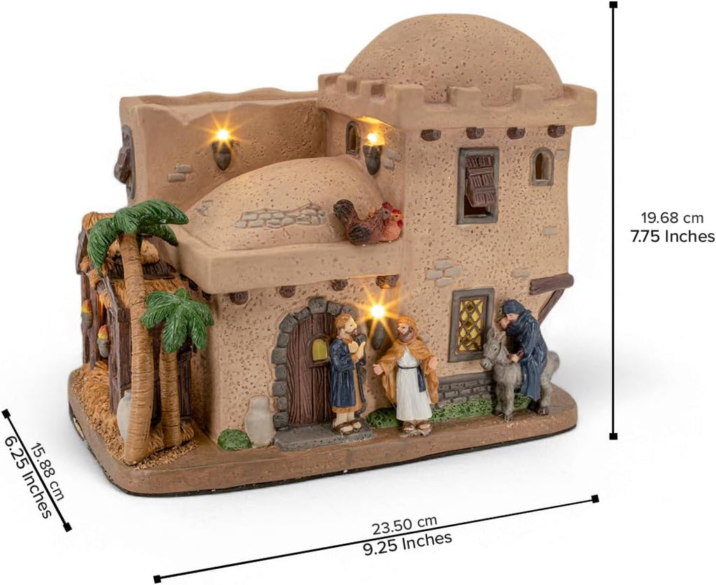 Bethlehem Inn Porcelain Christmas Village with LED Lights