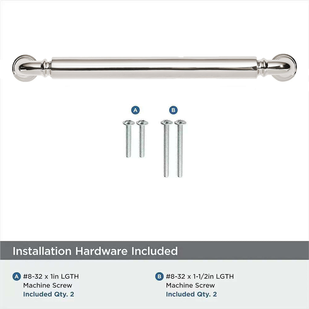 Polished Nickel Heavy-Duty Solid Cabinet Pulls, 5 Inch (128mm) Hole Center, Drawer Pulls, Cabinet Hardware