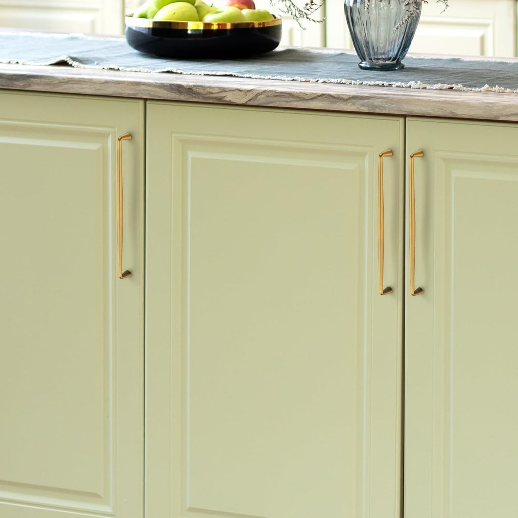 Brushed Brass Cabinet Handles Solid Handles,10 Inch,10 Pack