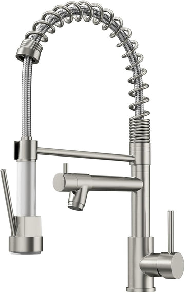 Contemporary Kitchen Sink Faucet,Single Handle Stainless Steel Kitchen Faucets with Pull Down Sprayer,Brushed Nickel