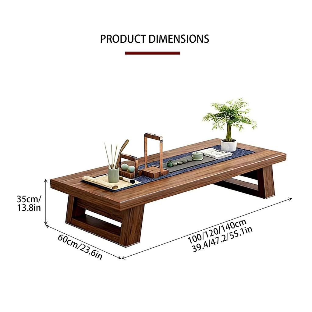 Solid Wood Japanese Floor Table Japanese Low Table Low-Profile Design Ideal for Tatami Seating Bedrooms and Tea
