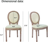 French Country Dining Chairs Set of 2, Upholstered Leather Dining Room Chairs with Round Back and Solid Wood Legs