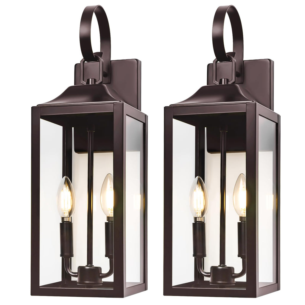 19" Large Oil Rubbed Bronze Outdoor Wall Lights, Waterproof Porch Lights