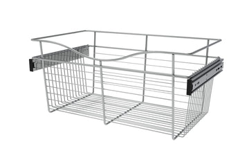 Chrome 24" Wire Pullout Basket for 14" Deep Closet - 11" H