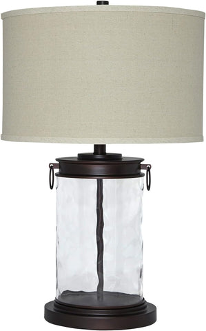 Signature Design by Ashley Tailynn Modern 25.25" Glass Table Lamp with Hardback Shade, Clear