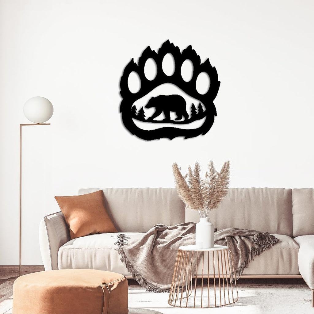 Bear Paw Forest Silhouette Metal Wall Art Decor Outdoor Decor Metal Signs Rustic Farmhouse Style Stunning Wall Decor