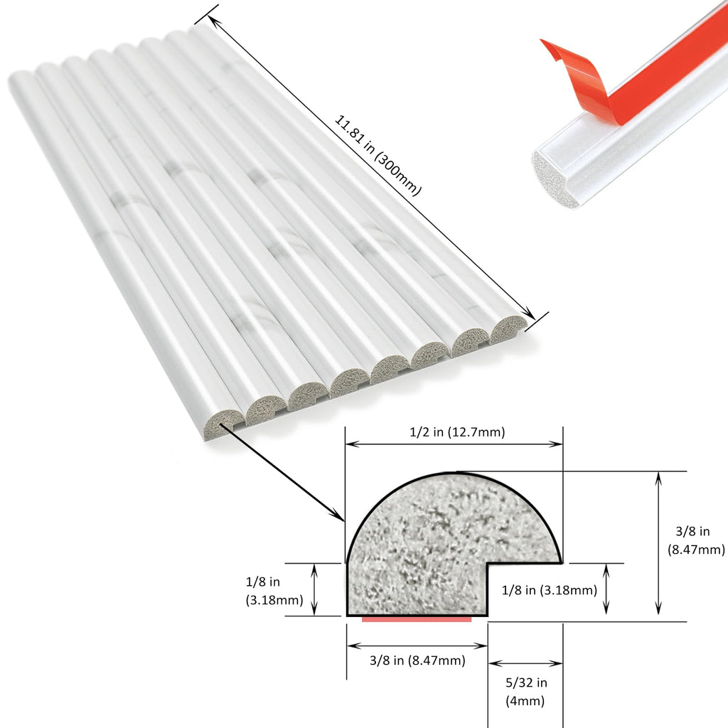 10-Pack Peel and Stick Tile Trim for Backsplash - 12" Self-Adhesive PVC Molding Edge, Decorative Pencil Tile Edging