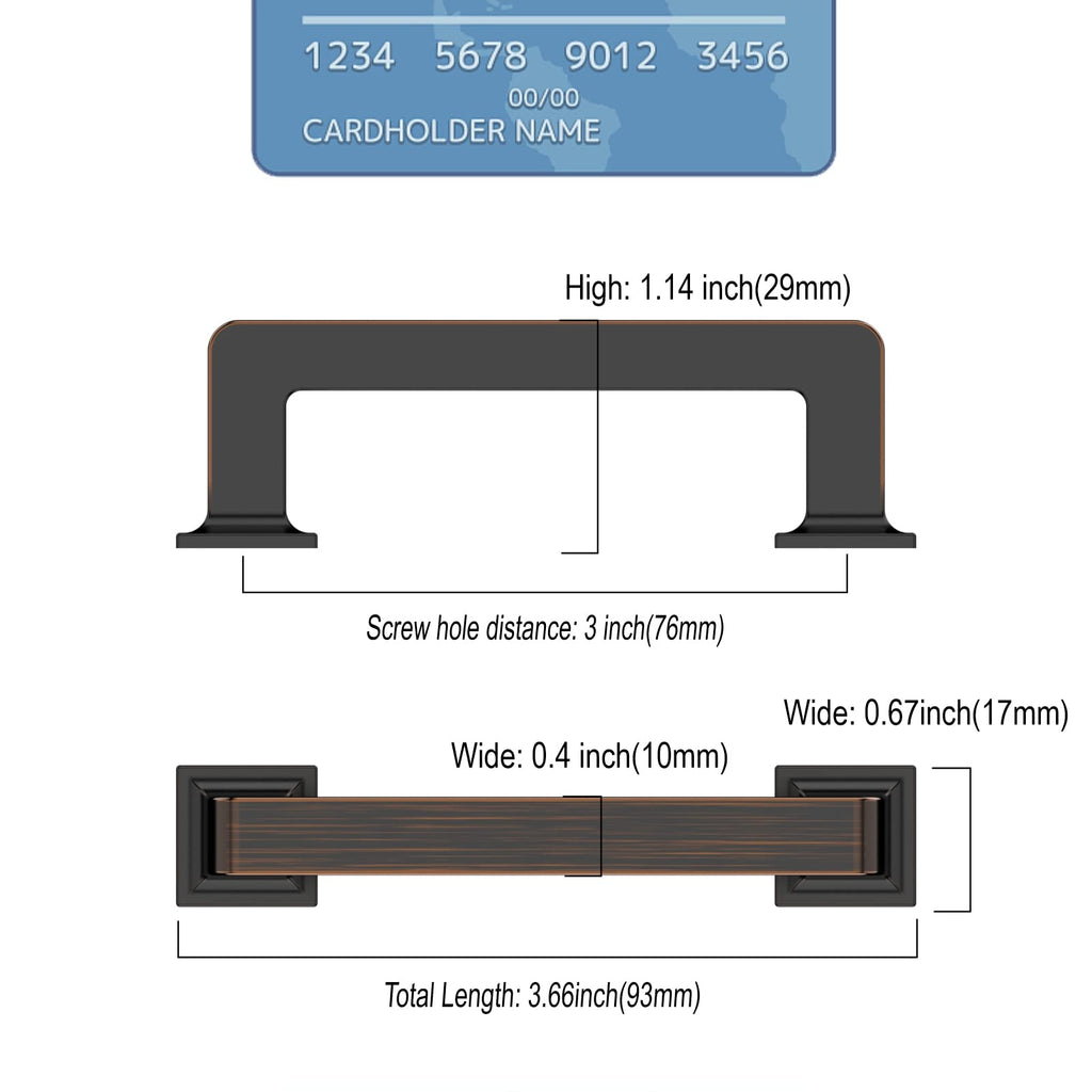 6 Pack 3 Inch Oil Rubbed Bronze Cabinet Pulls,Kitchen Hardware