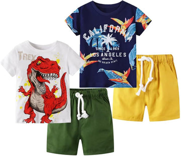 Toddler Boy Summer Clothes Outfits Short Sleeve Shirt Set