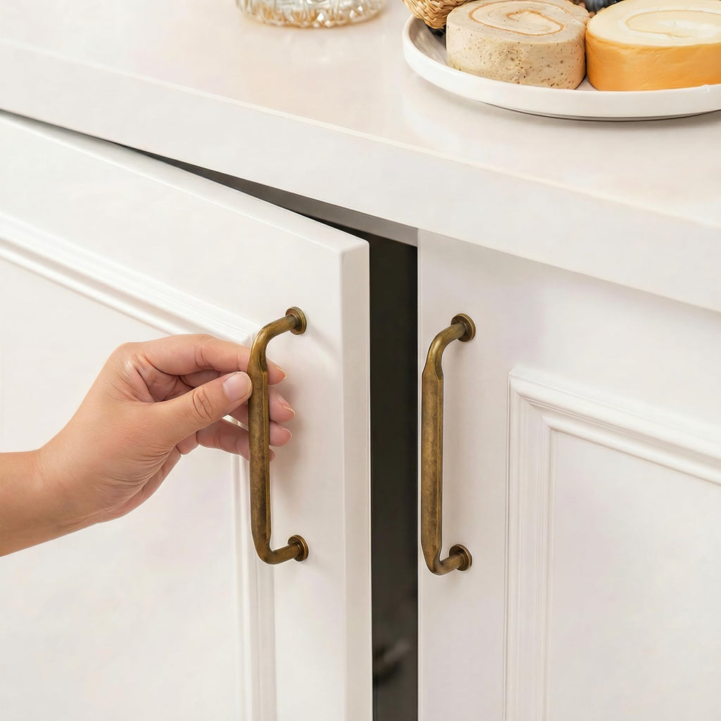 30 Pack 3-3/4 Inch Antique Brass Cabinet Pulls Retro Drawer Pull