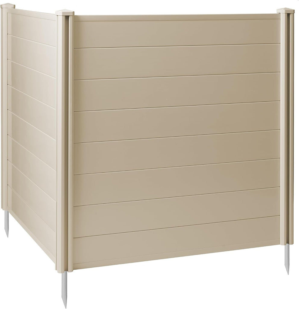 48" x 48" Privacy Screen - Outdoor Vinyl Fence Panel Enclosure for AC/Trash Bins/Pool Equipment - Tan