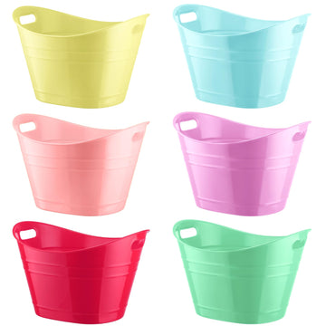 6 Pcs Plastic Ice Buckets with Handles, 18 Liter, Fresh Color