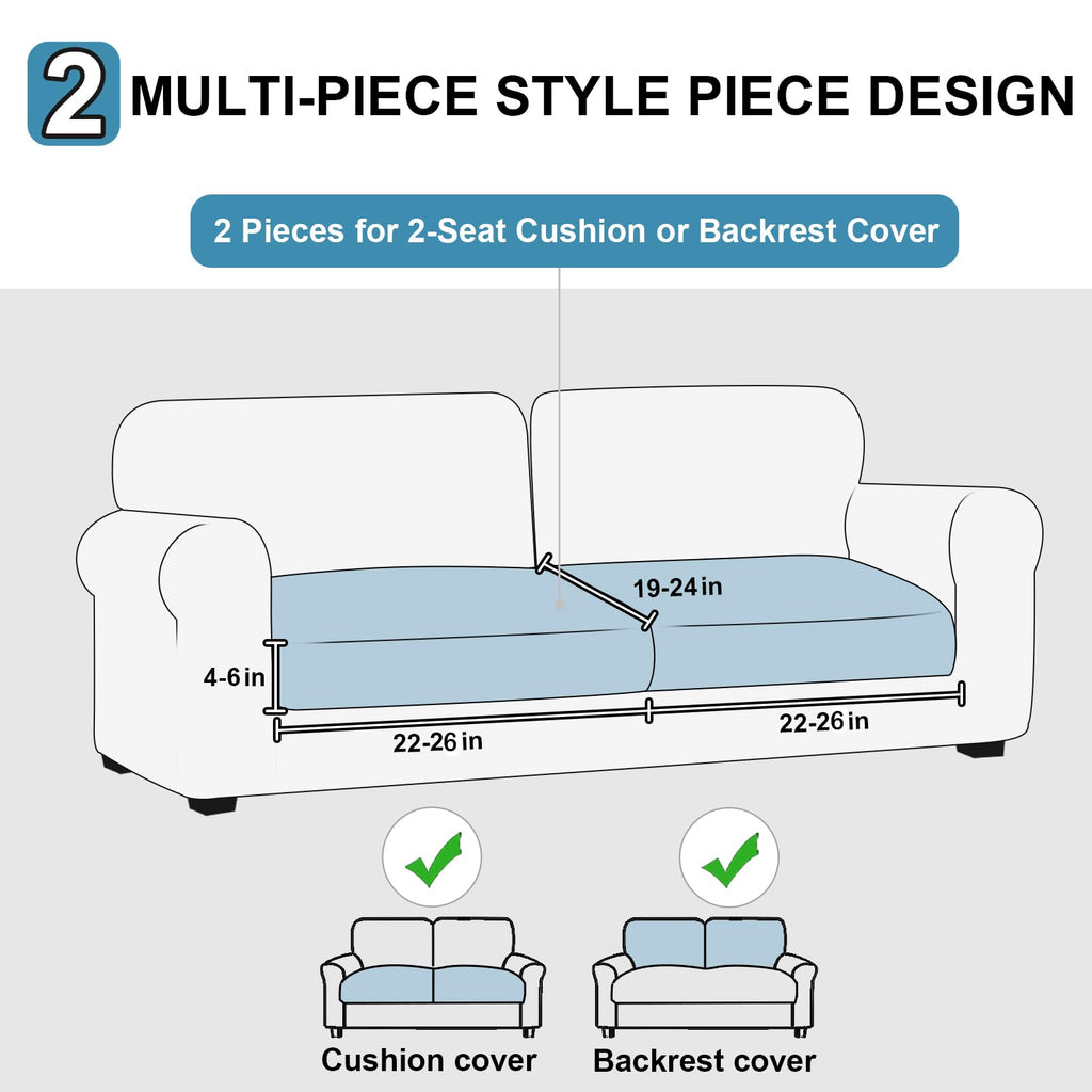 Waterproof Couch Cushion Covers Thick Velvet Fabric Washable Sofa Slipcovers 2 Pieces Individual Sectional Couch