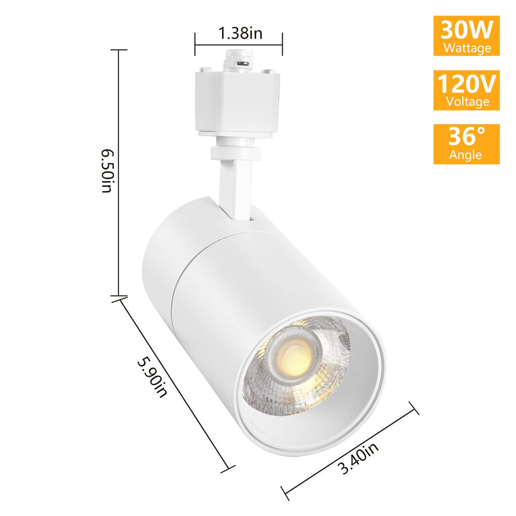 30W Dimmable LED Track Lighting Heads H Type, White 4 Pack