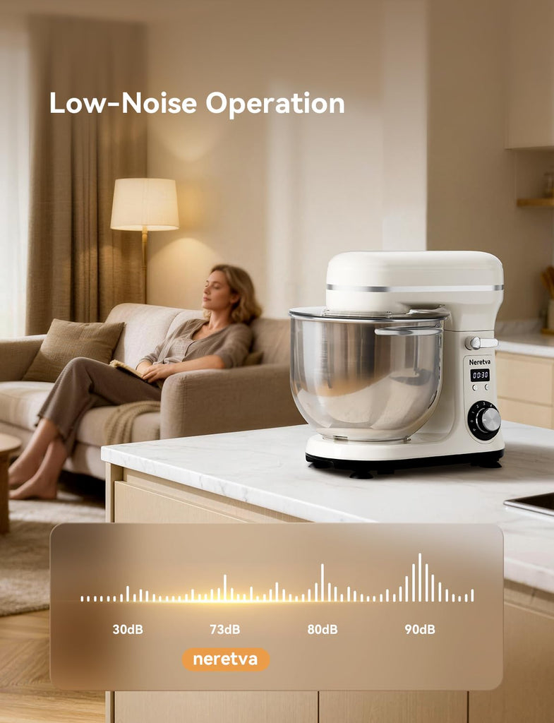 Super Stable Stand Mixer with Low Noise Operation, 6.34 QT Capacity
