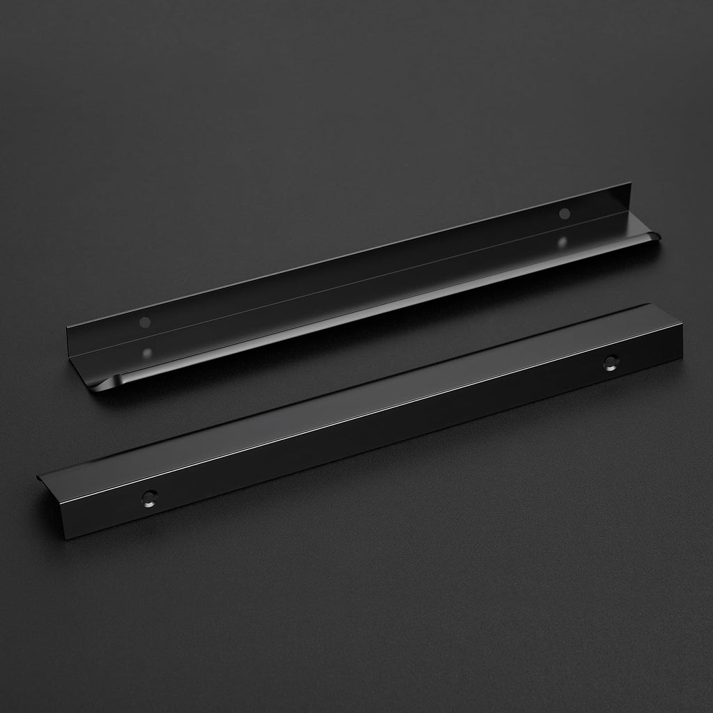 Matte Black Cabinet Handles Finger Edge Pulls 11.8 Inch CC 12 Pack
