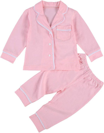 Toddler Baby Button-Down Pajamas Set for Boys Girls Pjs Outfits