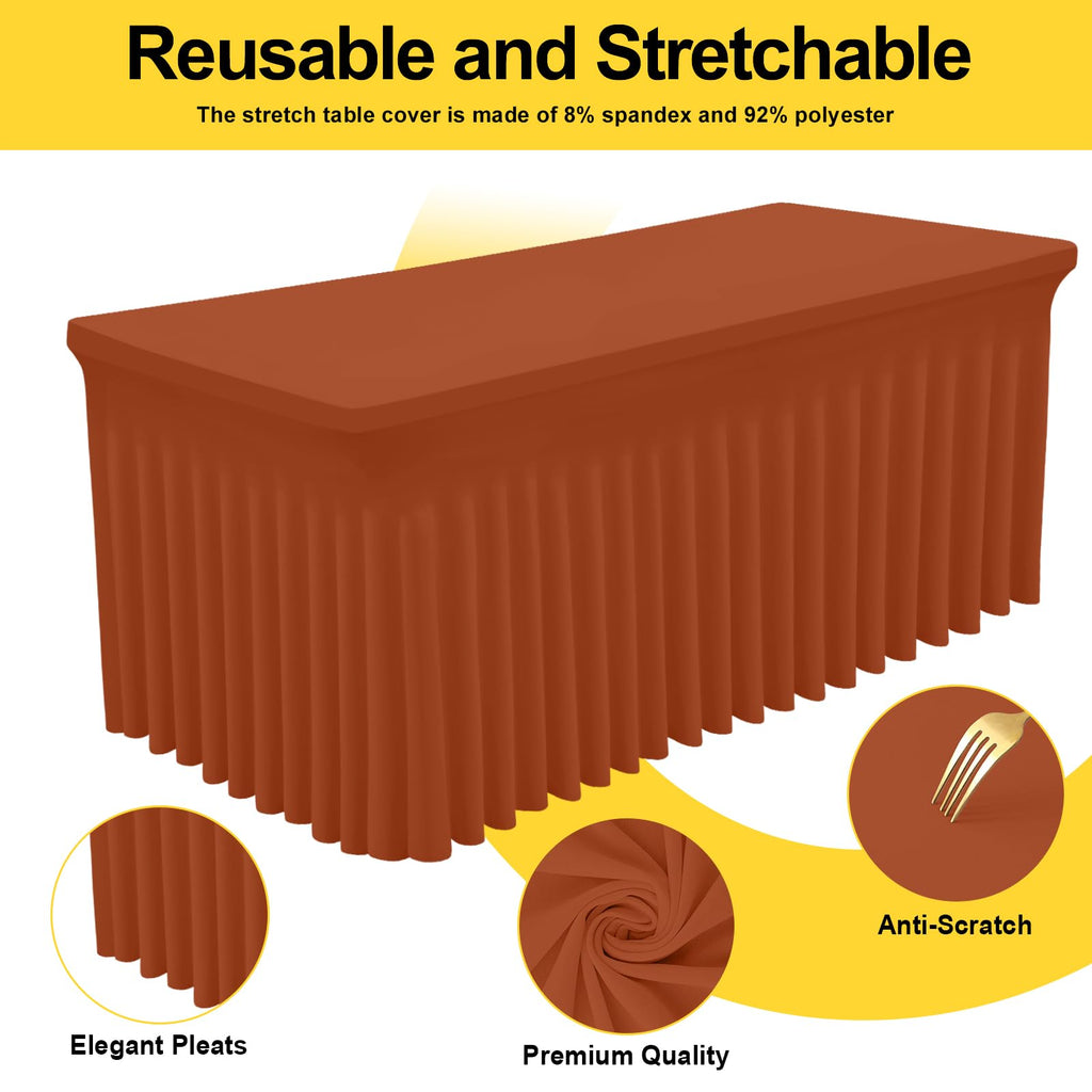 Spandex Elastic Fitted Table Cloth Skirt for 6FT Rectangle Table