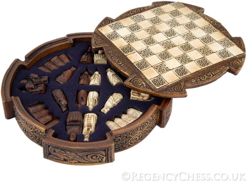 Isle of Lewis Compact Celtic Chess Set 9 Inches - Set of 32