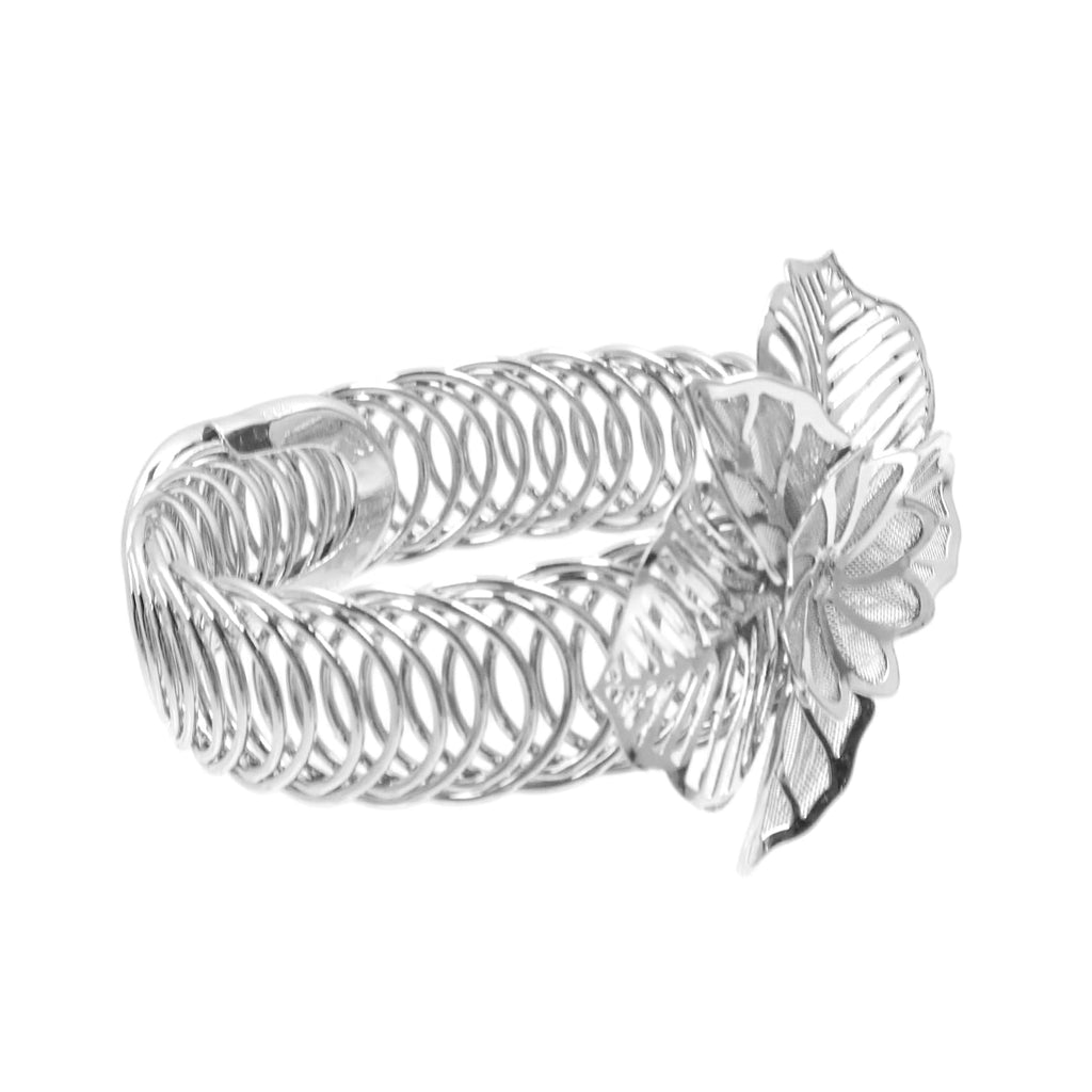 Silver Flower Curtain Tiebacks, No-Drill Spring-Loaded, 2Pcs