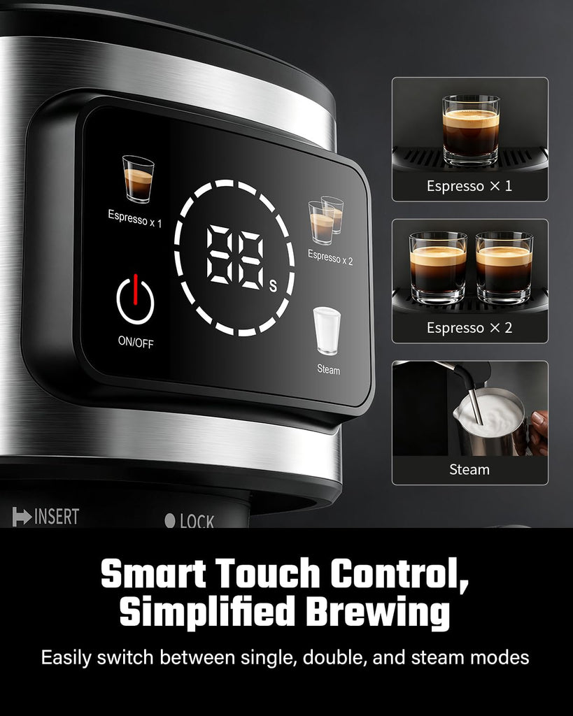Espresso Machine with Milk Frother, for Cappuccino and Latte
