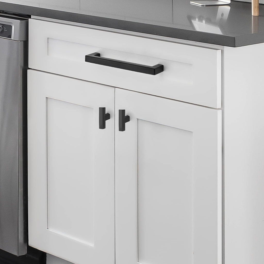 Matte Black Cabinet Handles Drawer Pulls 5 Inch CC 25 Pack