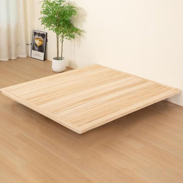 Modern Solid Wood Floating Platform Bed Frame, No Headboard Tatami Style with 9 Adjustable Legs