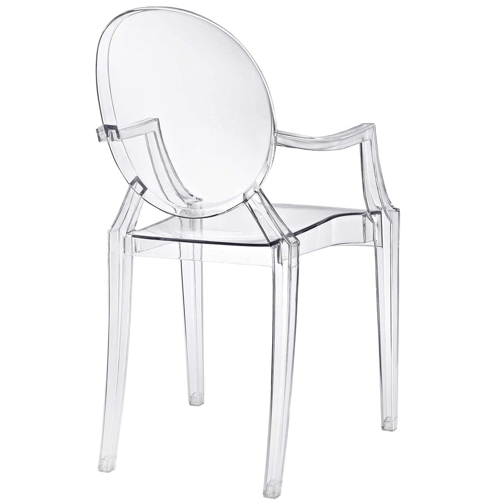 Casper Modern Acrylic Stacking Kitchen and Dining Room Arm Chair in Clear - Fully Assembled