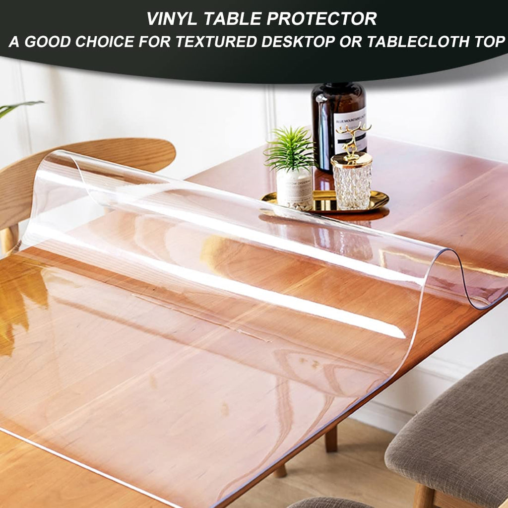 Clear Plastic Table Top Protector PVC Tablecloth Cover Vinyl Cloths Easy Clean Waterproof Wipeable Furniture Topper