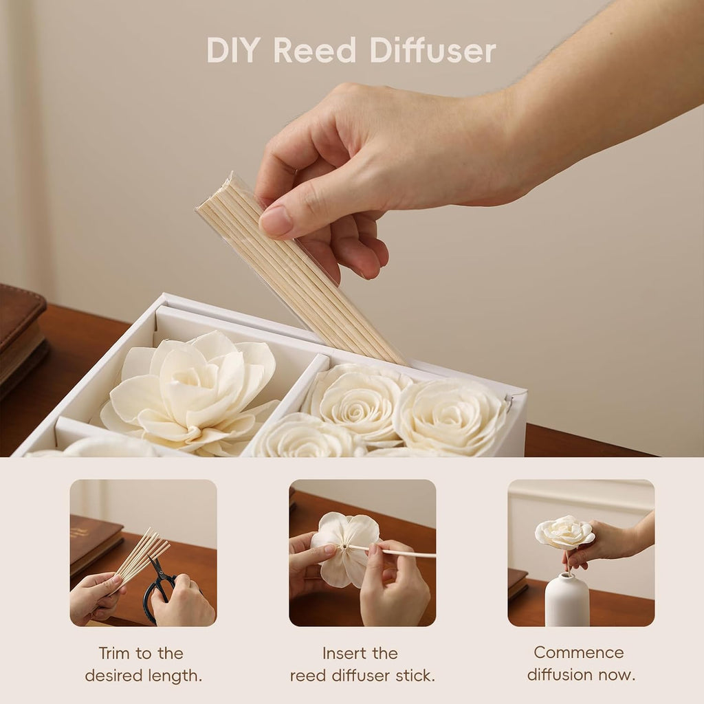 Flower Reed Diffuser Sola Wood Flowers Natural Material Aromatherapy Reed Decorative Aromatherapy Flower Refill - Set of 7