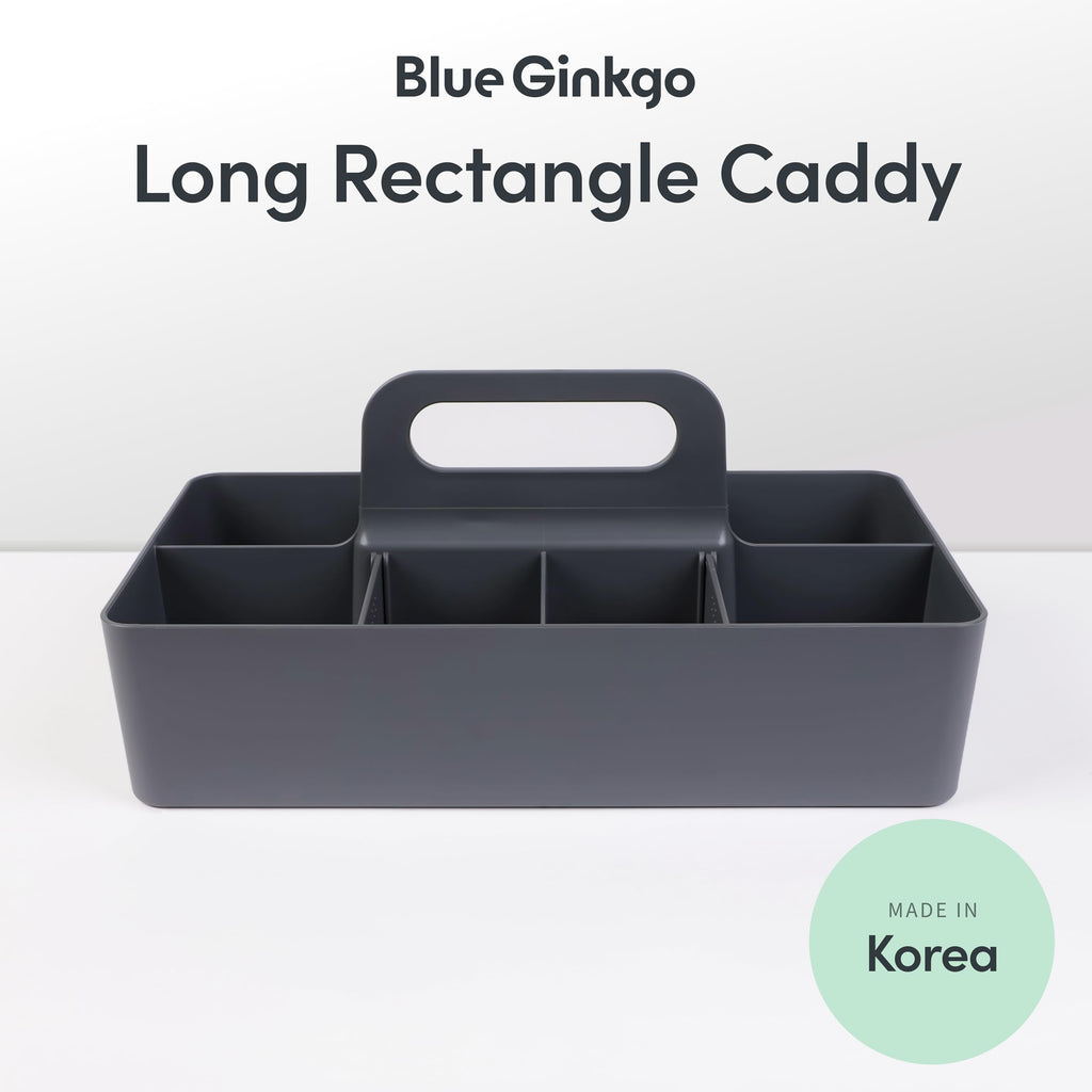 Stackable Organizer Caddy, Long, Grey, Made in Korea