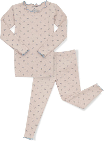 Baby Boy Girl Pajama Set 6M Kids Cute Toddler Snug fit Flower Pattern Design Pjs Cotton Sleepwear Ruffled Shirring