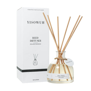 Reed Diffuser Bathroom, 150ml Lemon Verbena Scented Diffuser with Sticks, Long Lasting Natural Fragrance Air