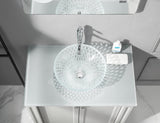 Tempered Deco Glass Luxuryhome Bathroom Sink in Crystal engraving Elegant | Top Mount Basin | Vanity Countertop Sink