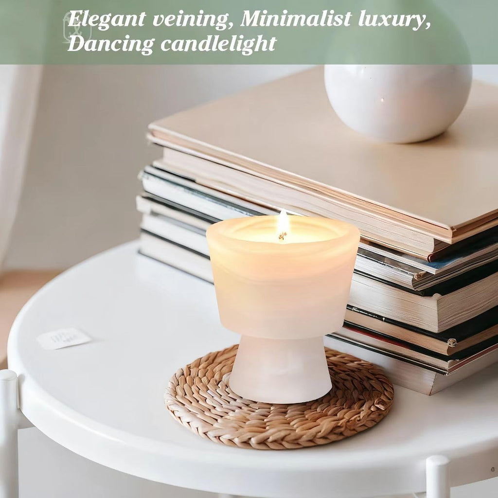 Translucent Stone Candle | Hanndcrafted Marble Container |Warm Glow Home Decor |1 Set | Soy Wax | Non-Toxic