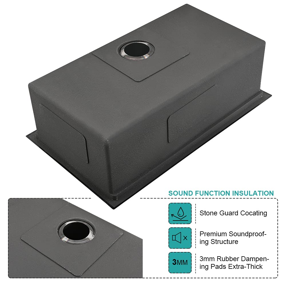 33x19 Black Stainless Steel Undermount Workstation