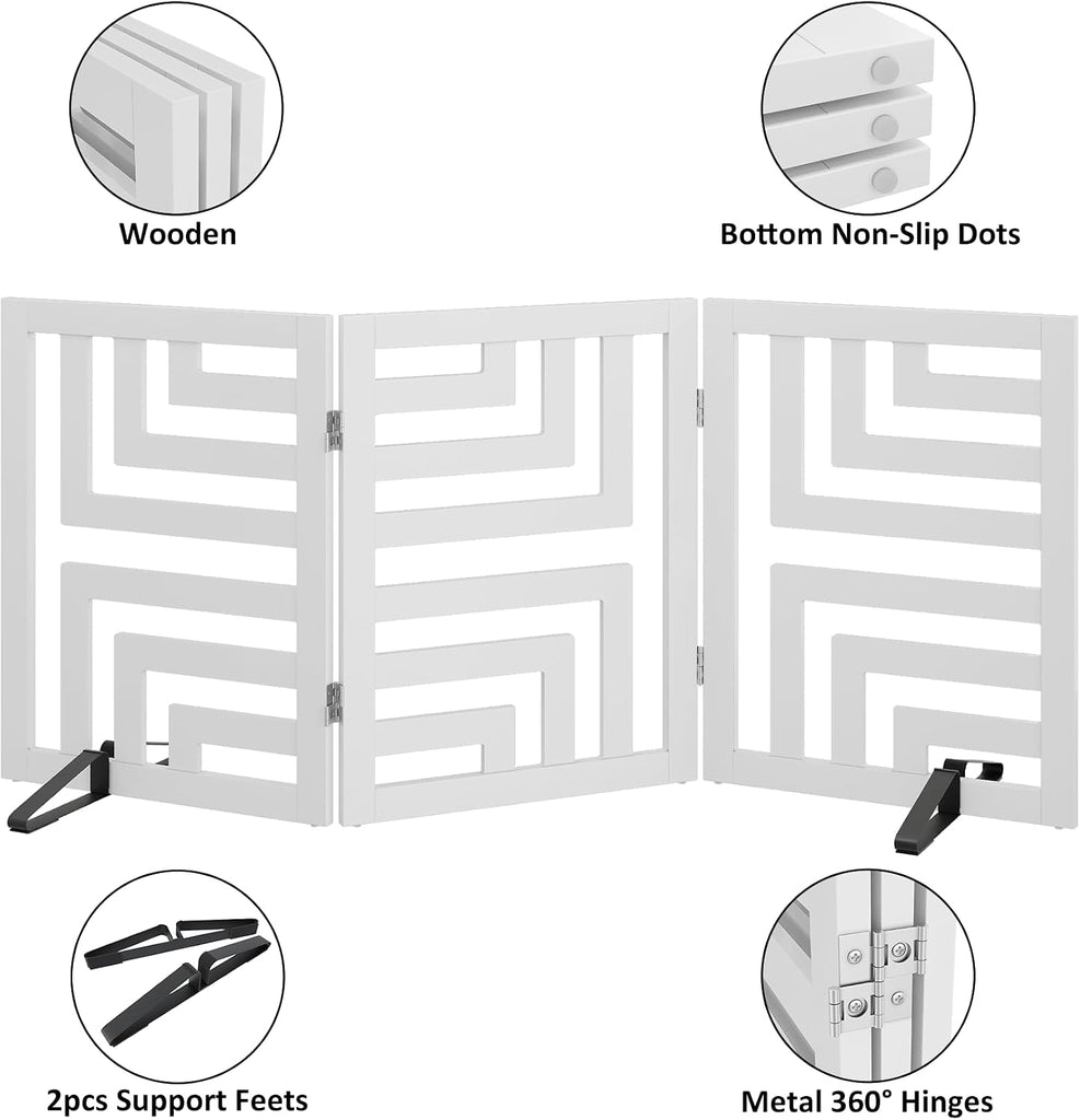 Dog Gate, Wooden Dog Gates for Doorways House and Stairs, Freestanding Pet Gate for Dogs, Puppy Fences Indoor