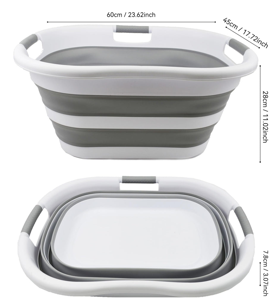 40L (10.5 gallon) Collapsible Plastic Laundry Basket - Space Saving Storage Container - Portable Washing Tub