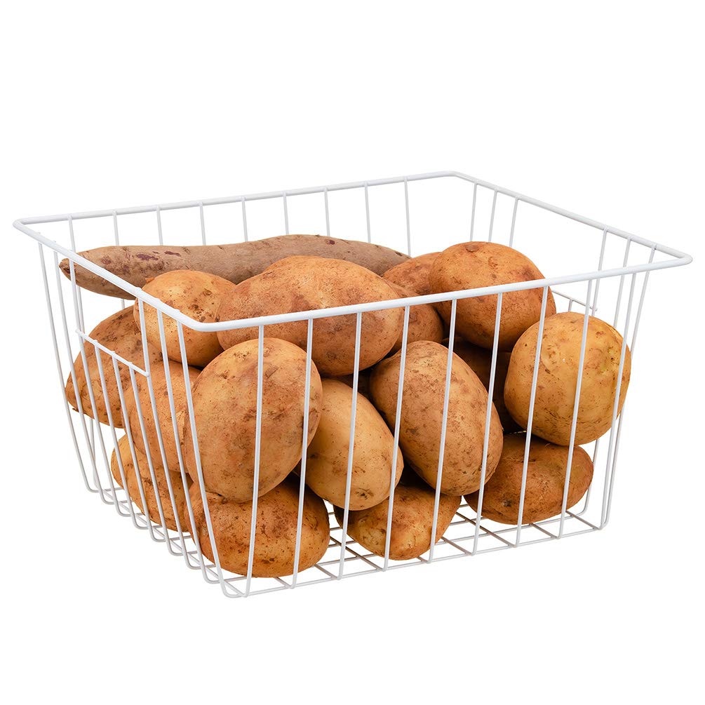 Freezer Basket Organizer, Refrigerator Metal Wire Storage Divider, Household Container Bins with Handles, Pantry