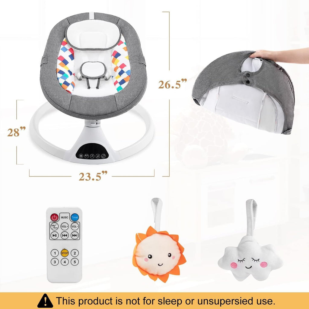 Baby Swing for Infants,Electric Swing for Babies,Portable Swing for Baby Boy Girl,Remote Control Indoor Baby Rocker