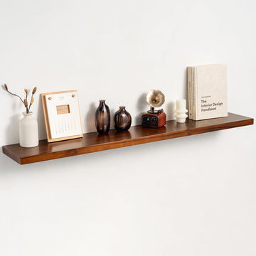 48" Solid Teak Floating Wall Shelf, Water Resistant & Sturdy Decor