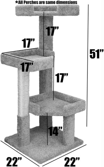 51" Solid Wood Large Cat Tree