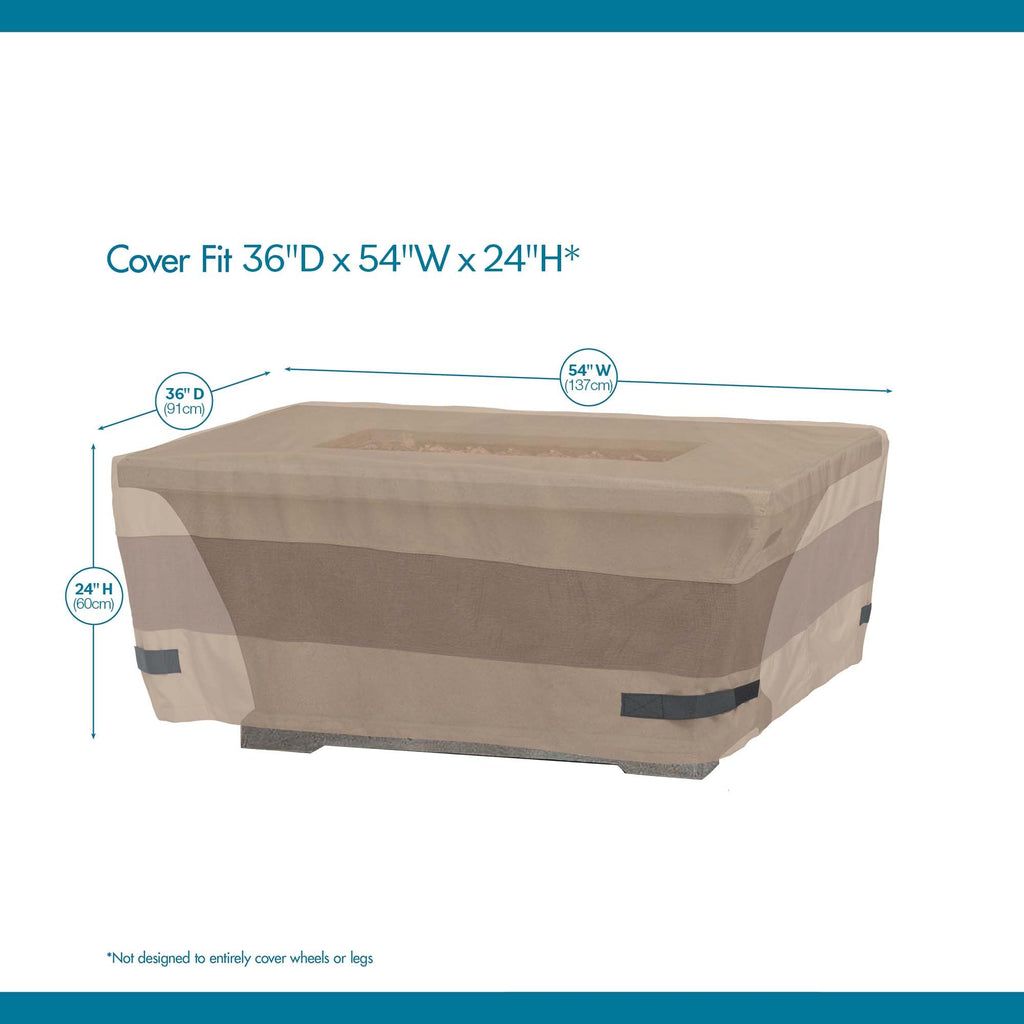 Elegant Waterproof 54 Inch Rectangle Fire Pit Cover, Outdoor Firepit Cover