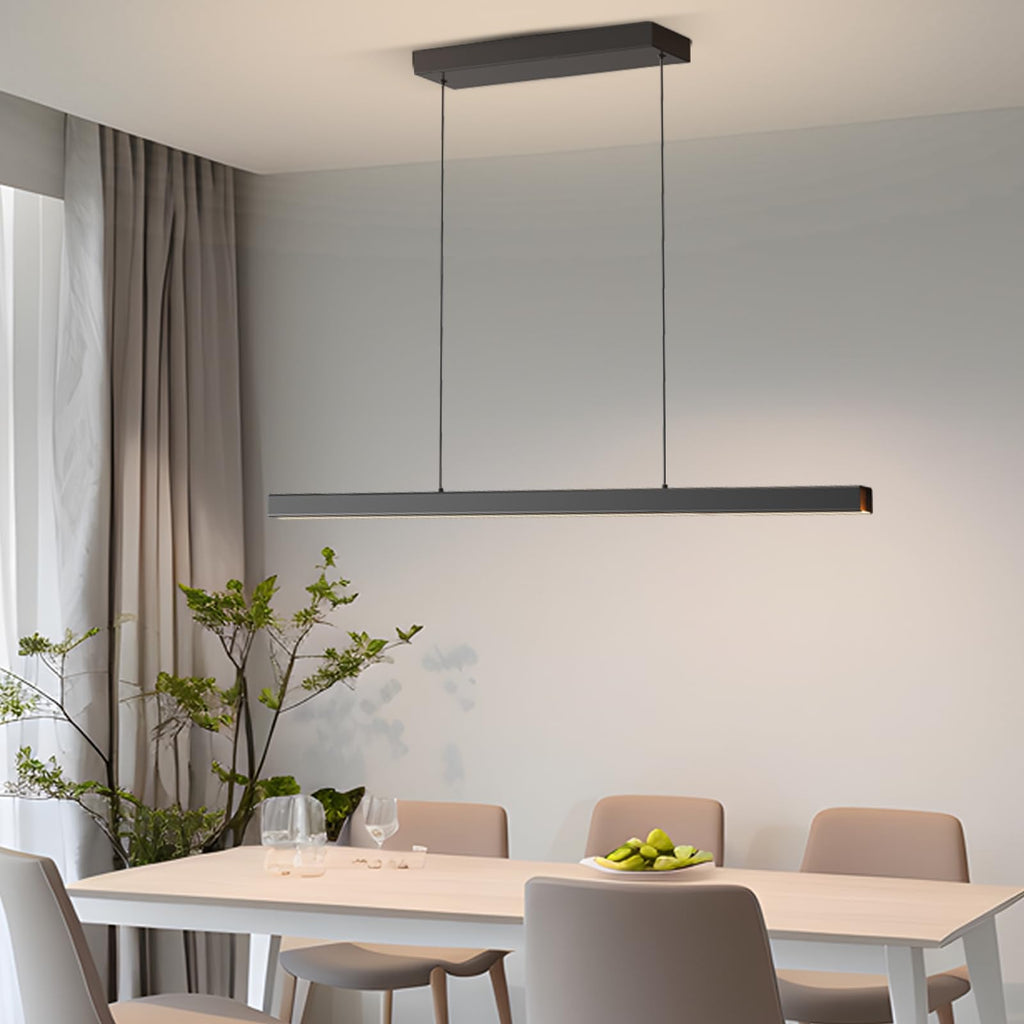 Modern Ceiling Pendant Lights,39in LED Black Linear Chandelier with Remote Control 3000k-6000K Adjustable Color