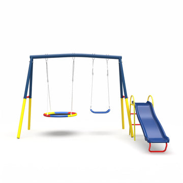 440lbs Swing Set for Backyard with Stand, Swing Heavy Duty Metal Outdoor Swing Stand, Contain 1 Saucer 32" & 1 Belt