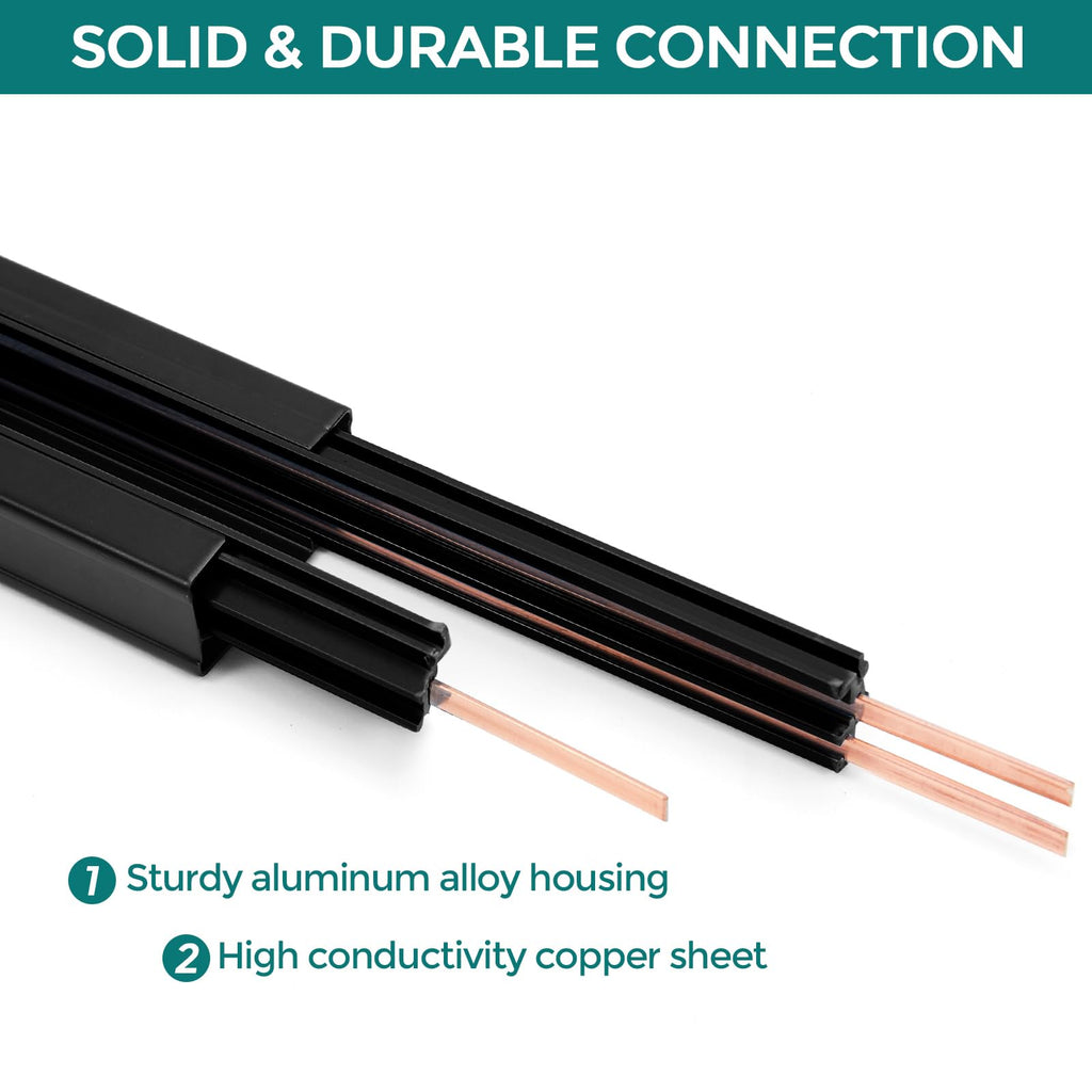 H Track Lighting Rails Kit - 26ft Black Track Light Track 3 Wire with Floating Canopy Connector, I and L Connectors