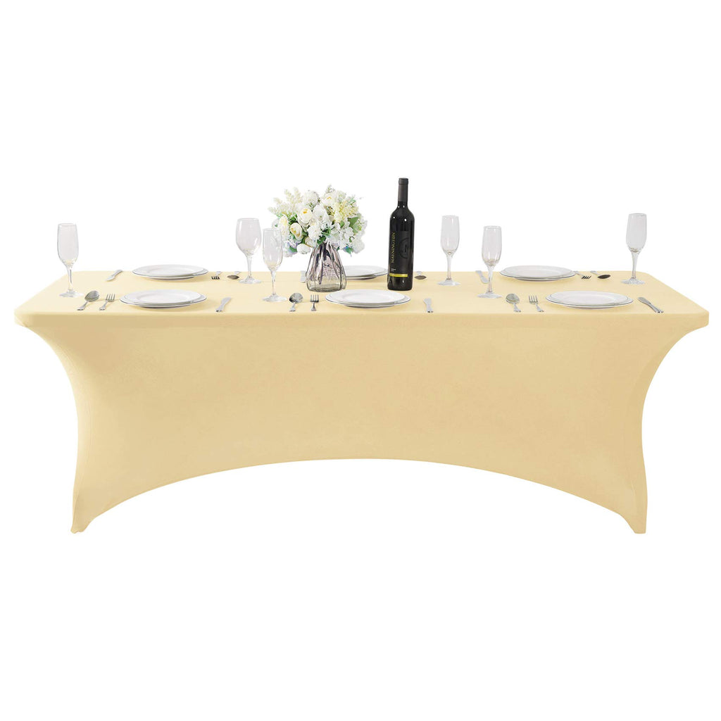 2Pack Spandex Table Cover for 8FT or 4ft or 6ft Table Universal Fitted Stretch Tablecloth for Party, Banquet, Wedding