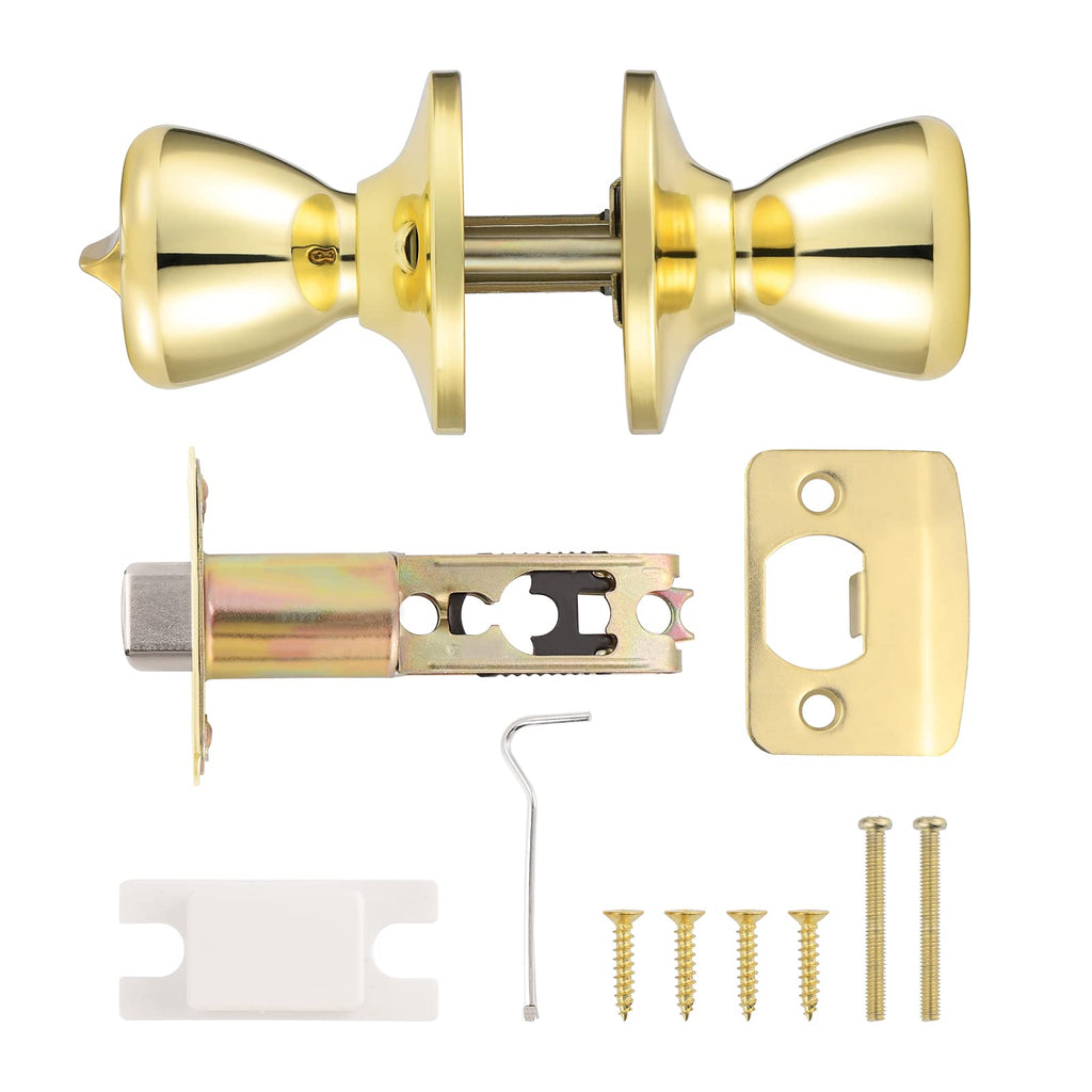 3 Pack Privacy Door Knobs Interior Polished Brass Keyless Interior Door knobs Bathroom Tulip Privacy Door Lock